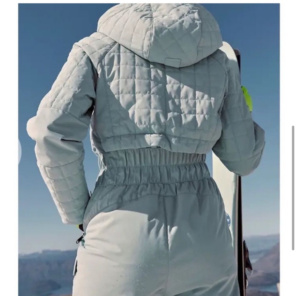 Free People Gray and Green Quilted Ski Suit